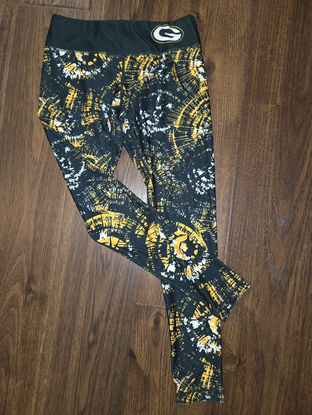 NFL Green Yellow Splatter Tie Dye Greenbay Packers Womens Leggings Size M